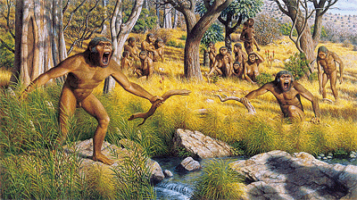 Eine Gruppe von Australopithecinen