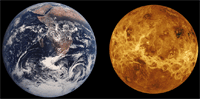 Größenvergleich von Venus und Erde